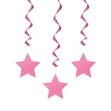 Hot Pink Hanging Swirl Decorations, 26", 3ct