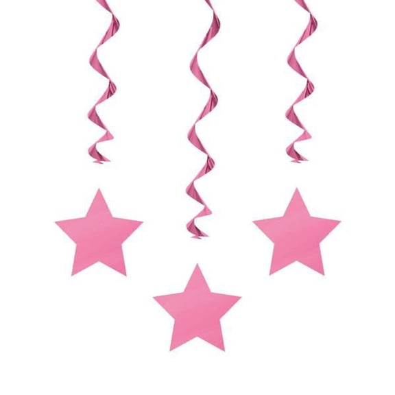 Hot Pink Hanging Swirl Decorations, 26", 3ct