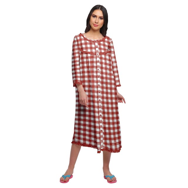 Moomaya Chemise de Nuit Boutonnée en Coton Imprimé pour Femmes, Robe de Nuit d'Allaitement
