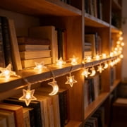 Vacemry LED Star Moon Lights, Battery Operated String Lights with 40 LEDs for Bedroom NurseryKidsRoom Camping Tent Party Decor, 6 Meters Colorful Fairy Lights Indoor Outdoor Decoration