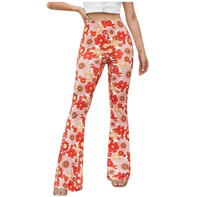 Birdeem Pantalons Longs Décontractés pour Femmes Taille Haute Été Imprimé