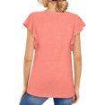 thumbnail image 3 of Birdeem Womens Summer Fashion Casual V-Neck Solid Color Ruffe Short Sleeve Top Blouse, 3 of 8