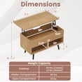 thumbnail image 3 of Costway 31.5" Lift Top CoffeeTable ModernTable with Hidden Compartment Wood Legs For Home Natural, 3 of 10