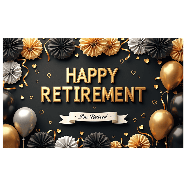 Happy Retirement Banner Backdrop Decoration for Party Golden Celebration Event Photography Props Background Decoration Retirement Party Banner