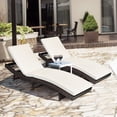 thumbnail image 1 of Costway Lot de 2 Chaises Longues Pliantes en Rotin pour Patio, Réglables, Coussin Blanc, 1 of 10