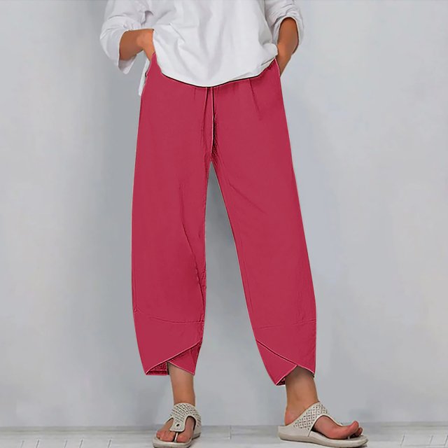 Women's Summer Comfortable Loose Wide Legged Fashion Solid Color Capris RXIRUCGD Rose, Taille: m