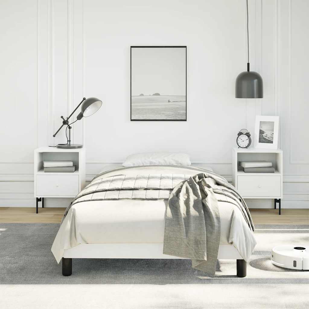 vidaXL Cadre de Lit Blanc 100x203 cm Très Grand Simple Similicuir