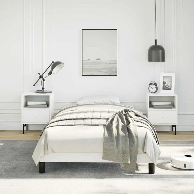 vidaXL Cadre de Lit Blanc 100x203 cm Très Grand Simple Similicuir