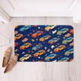 thumbnail image 3 of Cartoon Race Car Bathroom Rugs for Boys Car Racing Car Entryway Rug Cool Sports Car Bath Mat, Navy Blue Chessboard Flag Bathroom Accessories Buffalo Plaid Pattern Non Slip Bath Rug 20"X32", 3 of 6