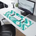 thumbnail image 2 of Artistic Blue & White Wave Design Gaming Mouse Pad - XL, Non-Slip Rubber Base, Stitched Edges, 2 of 7