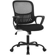 edx Mid Back Ergonomic Desk Chair with Wheels, Lumbar Support for Home Office, Bedroom, Black