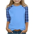 thumbnail image 1 of SERTG T-Shirt Mode Enfant Col Rond Manches 3/4 Imprimé Col Rond pour Été et Printemps 4-15 Ans (Bleu1,5 Ans), 1 of 7