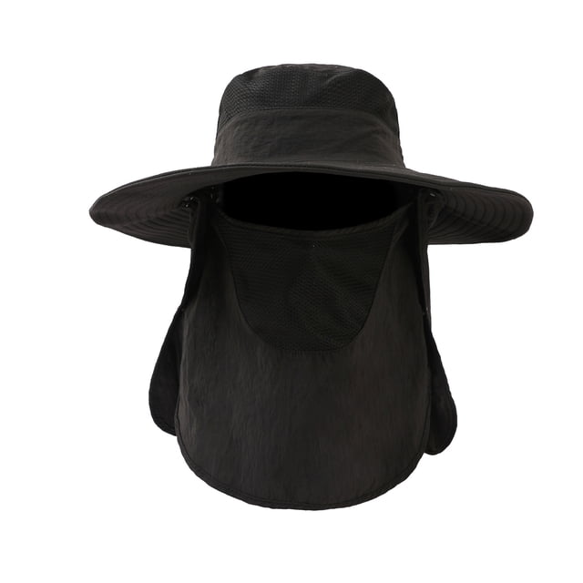 Maytalsory Waterproof Face Covering Sun Hat For Outdoor Activities Adjustable Hood black