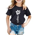 thumbnail image 1 of LUOGENLI T-Shirt pour Filles Garçon et Fille Mode Décontractée Imprimé Col Rond Ample Manche Courte T-Shirt Haut Maxi Hauts Ensembles Filles Tenue 2 Pcs Boho Noir 12-13 Ans, 1 of 3