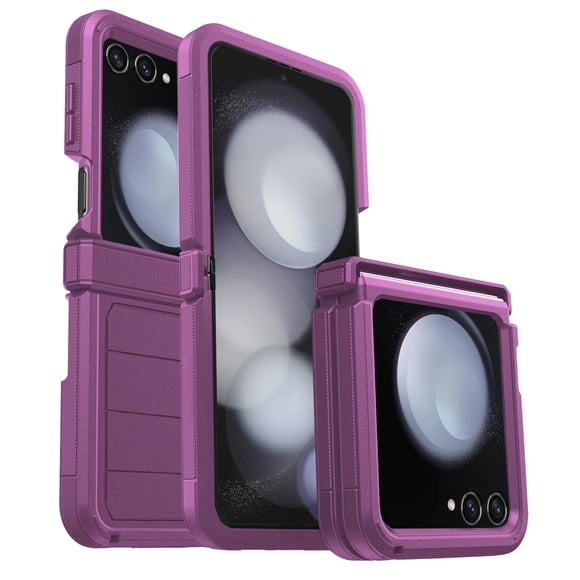 Asuwish Compatible with Samsung Galaxy Z Flip 5 5G 2023 Phone Case Hybrid Rugged Shockproof Hard Protective Drop Proof Full Body Heavy Duty Mobile Cell Cover for ZFlip5 Z5 G Flip5 5Z Women Men Purple