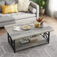 thumbnail image 1 of AWQM Table Basse d'Angle Ronde, Étagère de Rangement Double Moderne Table Basse, Table Basse en Marbre Style Moderne pour Salon, Gris, 1 of 6