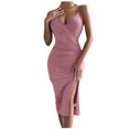 thumbnail image 2 of SMihono Robe d'Été Bohème pour Femmes Grande Taille Mode Décontractée Printemps et Été Sans Manches Col en V Robe Chandail Slim, 2 of 8