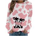 thumbnail image 1 of CEHVOM Womens Shirts Round-Neck Print Long Sleeve Tops Printed Regular Blouse Clearance, 1 of 5