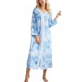 thumbnail image 1 of Robe de Chambre à Fermeture Éclair devant, Manches Courtes et Demi-Manches, Nuisette Zippée, Longue Robe de Chambre avec Poches, P-2TG, 1 of 11