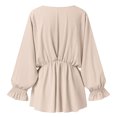 thumbnail image 4 of Long Sleeve Shirt Women Womens Solid Color Drawstring Irregular Long Sleeve Shirt Loose Long Sleeve V-Neck Tops Women's Long Sleeve Tops Long Sleeve Shirts Women, 4 of 5