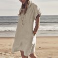 thumbnail image 4 of Babysbule Robe pour Femme Liquidation Mode Robe d'Été Décontractée en Coton Ample à Manches Courtes Unie Robe Chemise, 4 of 8