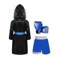 thumbnail image 2 of Moggemol Kids Girls Boys Boxer Clothes Boxing Robe And Print Shorts Gloves Set For Mma Kickboxing Black Blue 8, 2 of 7