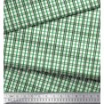 thumbnail image 3 of Soimoi Green Moss Georgette Fabric Window Pane Check Printed Craft Fabric by the Yard 42 Inch Wide, 3 of 3