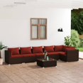 thumbnail image 1 of vidaXL 7 Piece Garden Lounge Set with Cushions Poly Rattan Brown, 1 of 5