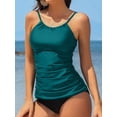 thumbnail image 3 of Charmo Women's High Neck Tankini Tops Only Tummy Control Swimsuit Top Ruched Swim Top Without Bottoms, 3 of 5