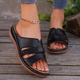 thumbnail image 2 of Womens Orthopedic Slides Sandals Comfortable Leather Peep Toe Walking Slip on Summer Shoes with Arch Support, 2 of 6