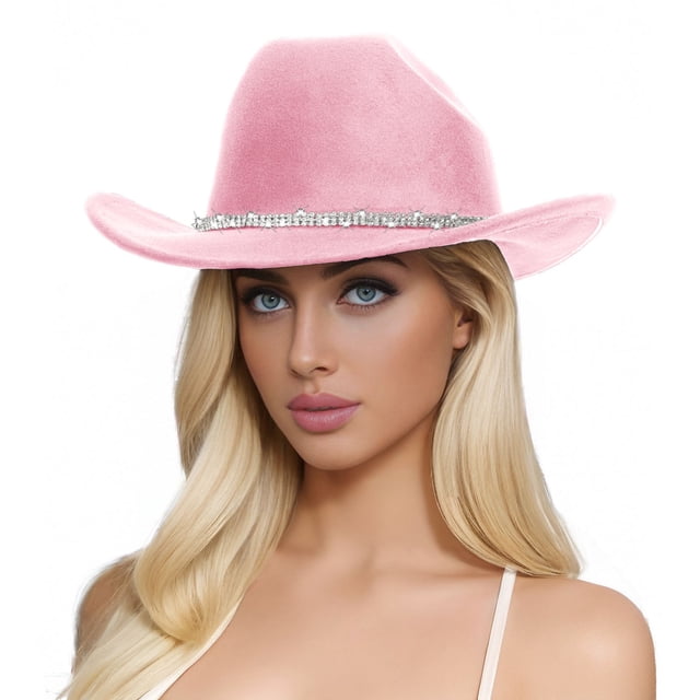 Men's And Women's Woolen Hats Western Cowboy Top Hat Three Of Rhinestones