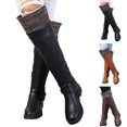 thumbnail image 1 of Dakaela Women's Knee High Boots Comfort Buckle Riding Combat Boot Round Toe Long Tall Fall Winter Shoes, 1 of 5