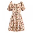 thumbnail image 2 of Été Dames Coréen Français Pastoral Style Fille Doux et Frais Slim Manches Courtes Robe Florale, 2 of 9
