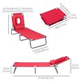 thumbnail image 3 of Outsunny Adjustable Outdoor Lounge Chair, Red, 3 of 10