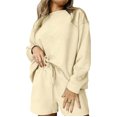 thumbnail image 1 of Timegard Womens Sweatsuits 2 Piece Sets Long Sleeve Tops and Elastic Waisted Drawstring Shorts Running Gym Sets, 1 of 6