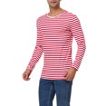 thumbnail image 4 of INSPIRE CHIC T-Shirt pour Homme à Rayures Col Ras du Cou Manches Longues Chandail Haut 42 Blanc Rouge, 4 of 7