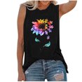 thumbnail image 1 of Pompotops Womens Tank Tops Casual Loose Fit Plus Size Sunflower Printed Tee Shirts, 1 of 6
