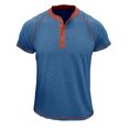 thumbnail image 1 of Penkiiy T-Shirt pour Homme à Manches Courtes, Décontracté, Mode, Col Rond, Chandail, Boutons, Blouse, S, Bleu, 1 of 1