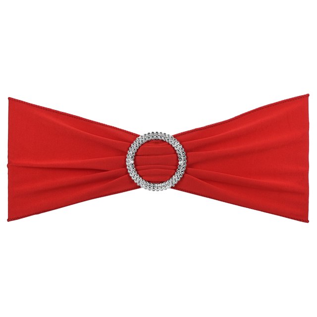 Unique Bargains 14'x5' Stretch Chair Sashes Bows Chair Bands Sashes with Buckle Slider Red 25 Pack