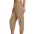 thumbnail image 2 of Plebaso Pantalon Capri Cargo pour Femmes, Joggers de Randonnée Légers à Cordon, Capris de Travail d'Extérieur avec Poches, 2 of 6