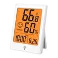 thumbnail image 1 of Thermomètre Intérieur Numérique et Capteur d'Humidité, Climatiseur Intelligent avec Rétroéclairage led, Compteur, Enregistrement Max/Min, Heure, Calendrier, Blanc, 1 of 4
