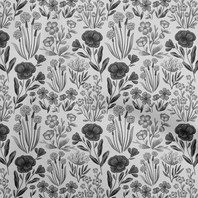 oneOone Rayonne Tissu Gris Floral Rétro Robe Tissu Tissu Imprimé par la Cour 56 Pouces de Large