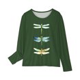 thumbnail image 4 of RXIRUCGD Chemises à Manches Longues pour Filles Imprimés Mignons Col Rond Hauts Blouses Décontractées Habillées Vêtements (Vert Armée, Taille : 3 Ans), 4 of 5