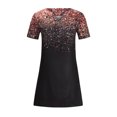 thumbnail image 4 of Robes à Manches Courtes pour Femmes, Teinture sur Nœuds Floral, Col en V, Robe Midi Évasée, Été, Décontractée, Coupe Ample, Robe à Enfiler Longueur Genou, 4 of 6