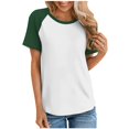 thumbnail image 2 of AherBiu T Shirts for Women Crew Neck Short Sleeve Comfy Tshirts Summer Casual Basic Tees Color Block, 2 of 5