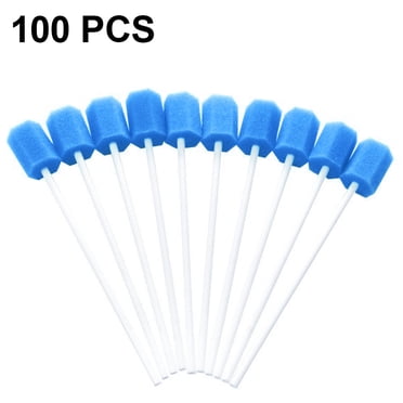 100 Unflavored Oral Care Swabs - Tooth Cleaning Mouth Toothette Sponge Swabs