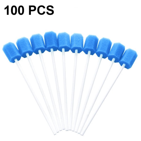 100 Tampons de Soin Buccal Non Aromatisés - Tampons Éponge pour Nettoyage des Dents et des Dents