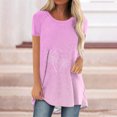 thumbnail image 2 of Birdeem Mode Femmes Mode Manches Courtes Col Rond T-Shirt Long Imprimé Blouse Hauts Amples, 2 of 4