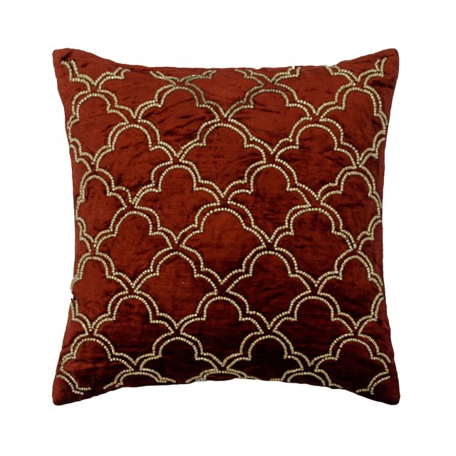 The HomeCentric Throw Pillow Cover, Orange Pack of 2, 22x22 inch (55x55 cm) Throw Pillow Covers, Velvet Beaded Throw Pillows For Couch, Geometric Pattern Art Deco Style Easter - Rustic Joy