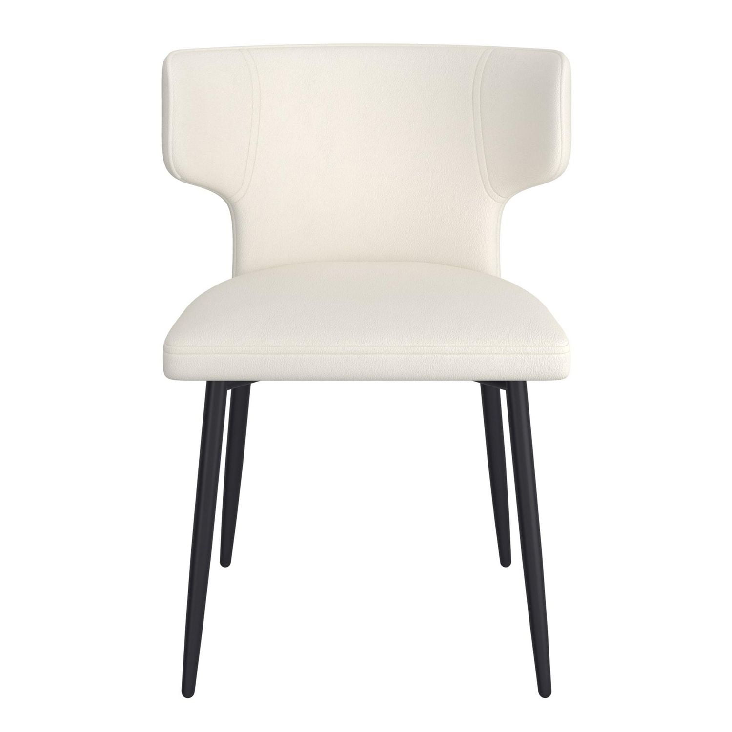 Chaise contemporaine de salle à manger en similicuir et en métal, ensemble de 2 – beige et noir
